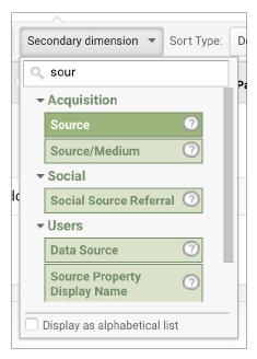 SEO metrics - secondary dimension